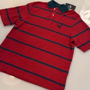 Parra Red and Blue Striped Polo Shirt - size M